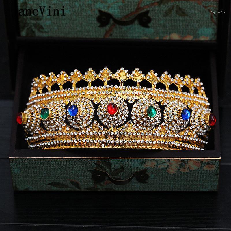 

JaneVini 2022 Vintage Baroque Gold Queen King Tiaras Crowns Beaded Princess Pageant Prom Diadem Wedding Hair Jewelry Accessories Clips & Bar, Golden;silver