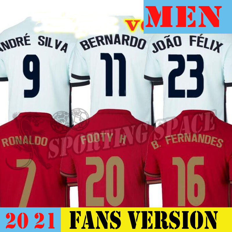 

20 21 RONALDO soccer jerseys national team JOAO FELIX 2020 2021 Bernardo PORTUGA B.FERNANDES Men's football shirt, White no patch