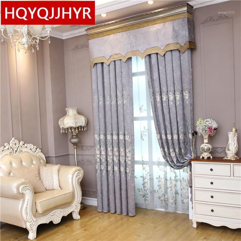 

Modern luxury chenille 3D embroidered villa curtains for living room windows decoration classic elegant curtains for bedroom1, Tulle