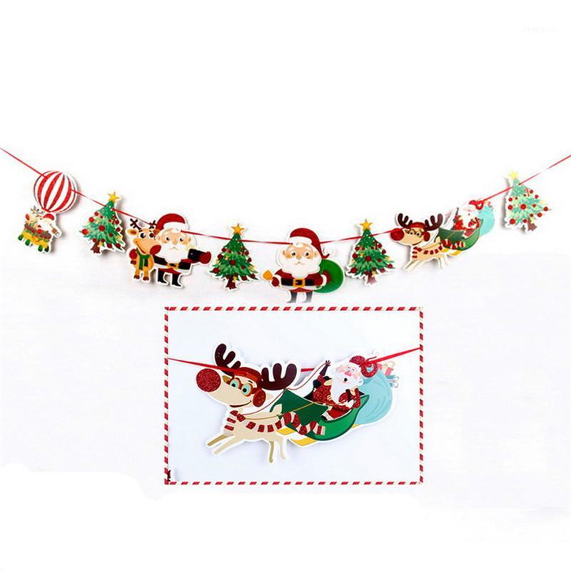 

Santa Claus Christmas Hanging Ornaments Window Hotel Party Home Hanging DIY Decor Banner Colorful Decorations 2019 fashion1