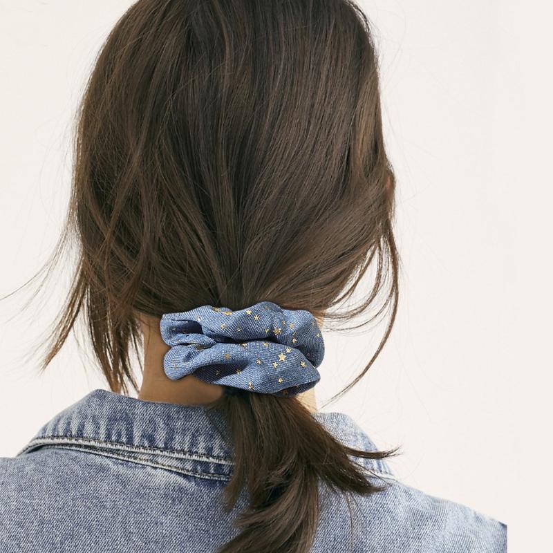 

Denim Star Hair Scrunchies Girls Women Hair Bands Headwear Accessories