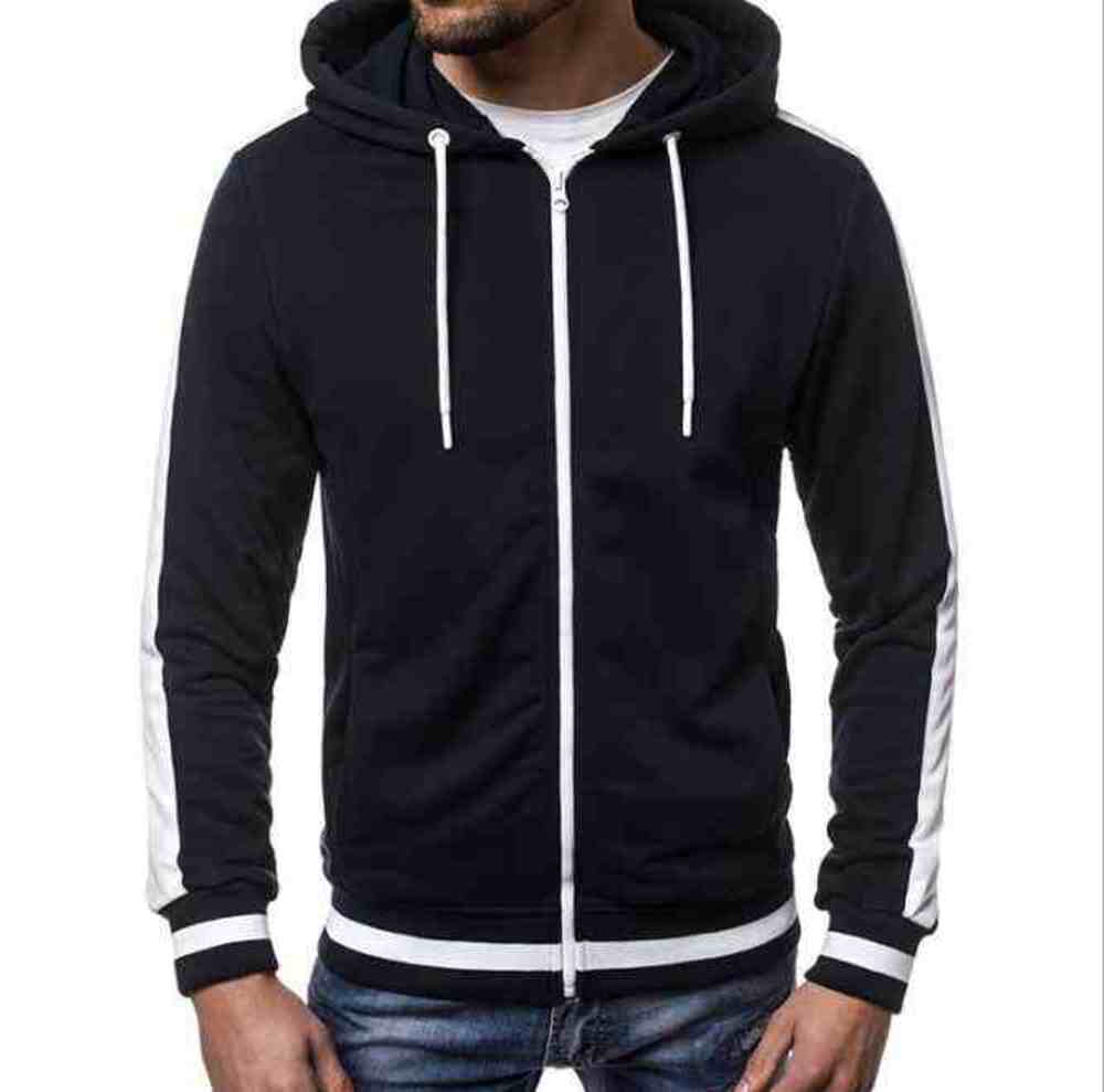 

Europe the United States autumn and winter fashion wild thick hooded long-sleeved color matching large size men's sweater