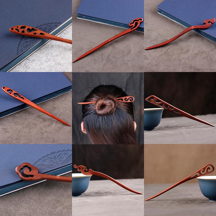 

Hair Clips & Barrettes Red Sandalwood National Wind Hairpin Of Ancient Women The Wooden Clasp Dish Ornaments Classical Head