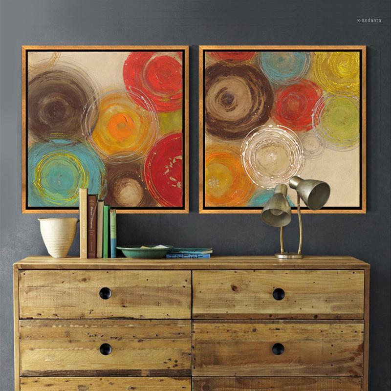 

modern abstract painting Colored circles decorative artist canvas wall art for home Poster picture print living room decoration1