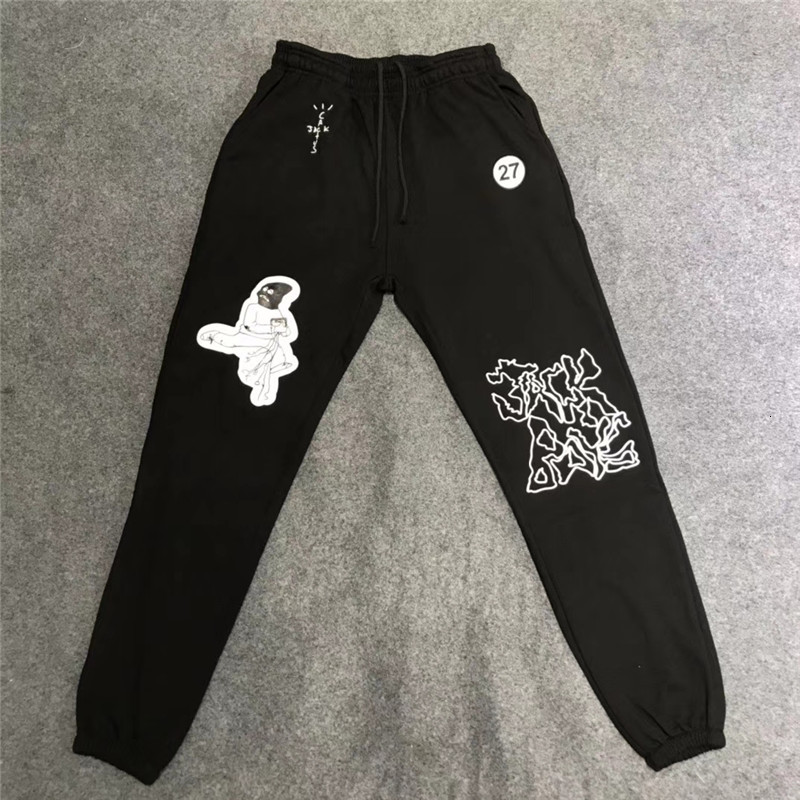 

2021 New Ss Travis Scott Cactus Jack Mask on Printed Jogger Sweatpants Men Casual Pants Joggers Trousers L39z