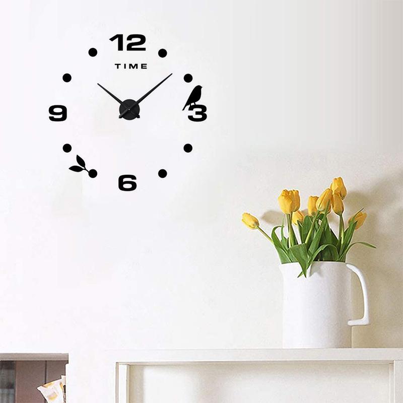 

Wall Clock Acrylic 3D DIY Decorative Kitchen Clocks Acrylic Mirror Stickers Wall Clock Home Home Decor-Black
