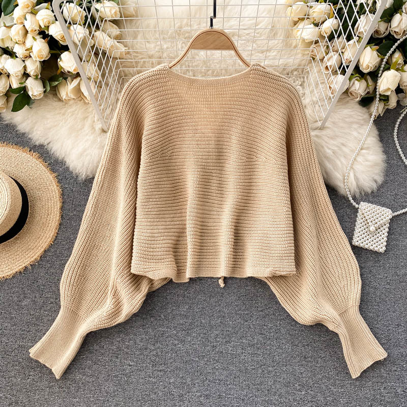 

2021 New Singiny female autumn bow knit cord solid blouse puff neck stylish elastic mesh tops N9YV, Black