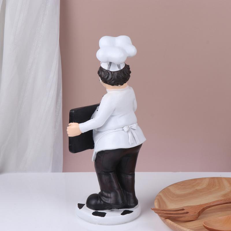 

1PC Cook Model European Style Mini Resin Chef Figurine Statue Adornment for Bar Restaurant (Sketchpad Chef)