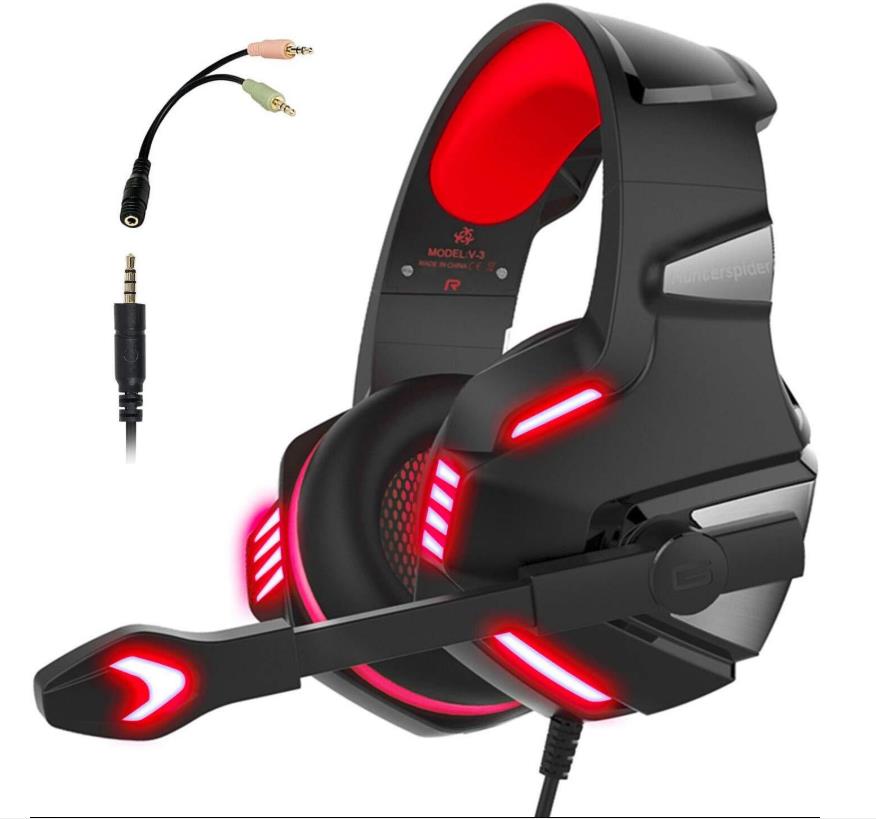 

The new V-3 surround sound gaming headset 3.5mm with LED light with microphone and volume control for computer/media player/tablet