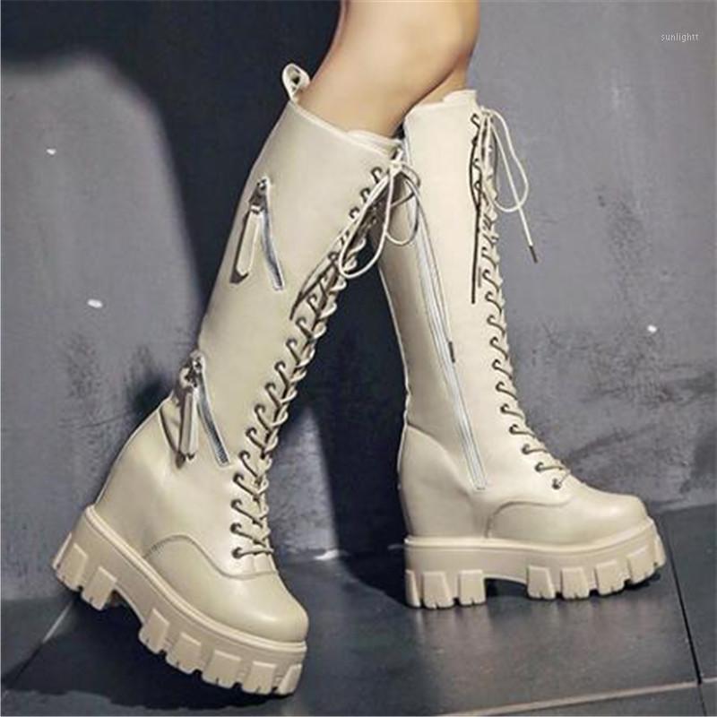 

Sexy High Boots knee length pu Boots High Heels For Women Fashion Shoes 2020 Autumn Winter Ankle Booties Female size 34-391, Beige 2