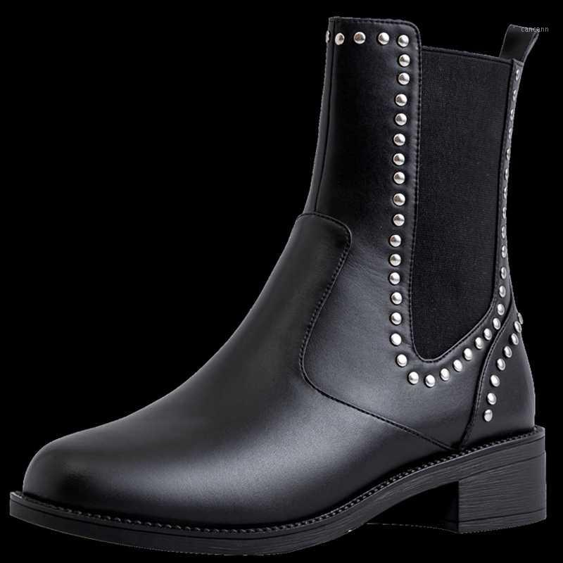 

ALLBITEFO Metal rivet women boots real genuine leather simple style ankle boots Autumn Winter fashion girls comfortable1, As picture