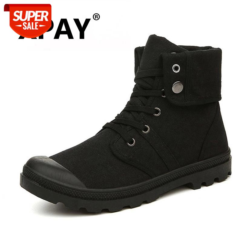 

XPAY Autumn Winter Men Canvas Boots Army Combat Style Fashion High-top Military Ankle Boots Men's Shoes Comfortable Sneakers #RS2d