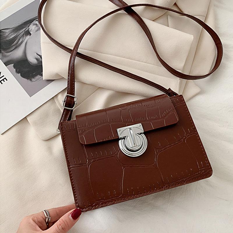 

Fashion Crocodile Grain Handbag For Women Designer Small Square Bag Simple Style Female Crossbody Bag Versatile Phone Pocket, Black