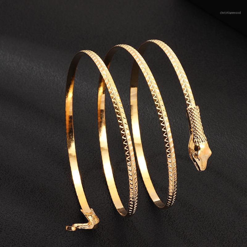 

Bangle Fehame 1pc Women Men Alloy Bracelets Fashion Coiled Snake Spiral Punk Gold Silver Color Upper Arm Cuff Armlet Armband Bracelets1
