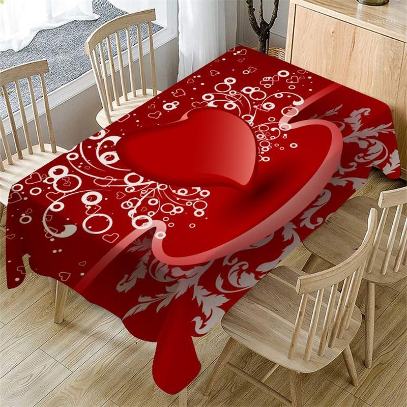 

Valentine's Day Printing Table Cloth Rectangular Table Cover Dining Home Decor Wedding Decoration Kitchen Tablecloth1, Reda
