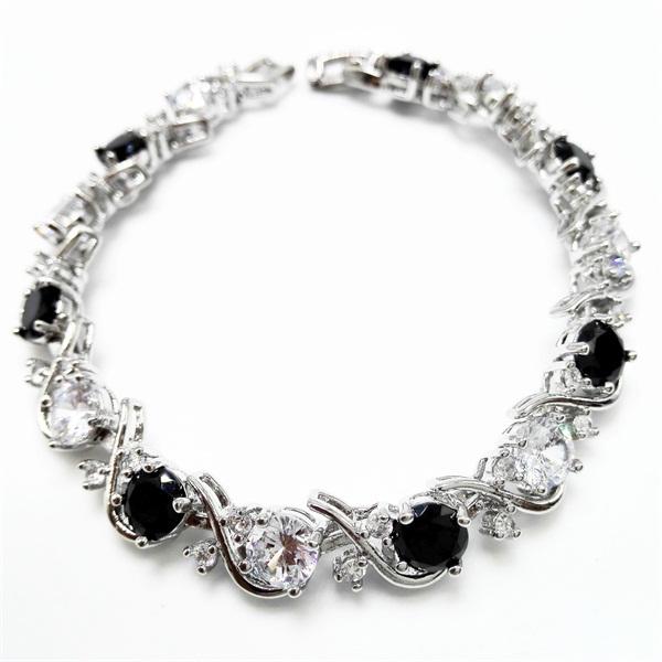 

Top sell new 2020 Lady's ! Peridot white+black Bracelet & Bangle! Rhodium plated cubic zirconia , fashion jewelry Free shipping