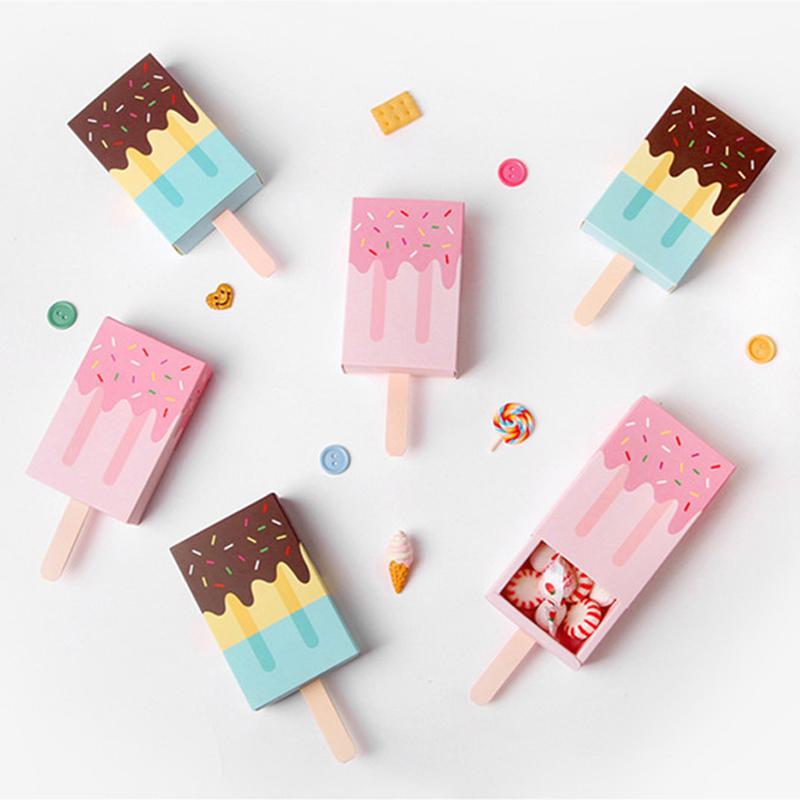 

Ice Cream Shape Gift Box Baby Shower Birthday Party Candy Box Kid Cute Cartoon Drawer Paper Gift Box Wrap Chocolate Package Boxes VT0445
