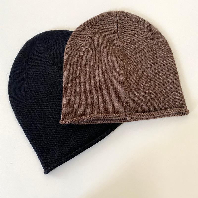 

Beanie/Skull Caps Woman Cashmere Beanie Hazel Melange Knit Cap Hats Coffee Black 2 Colors 2021