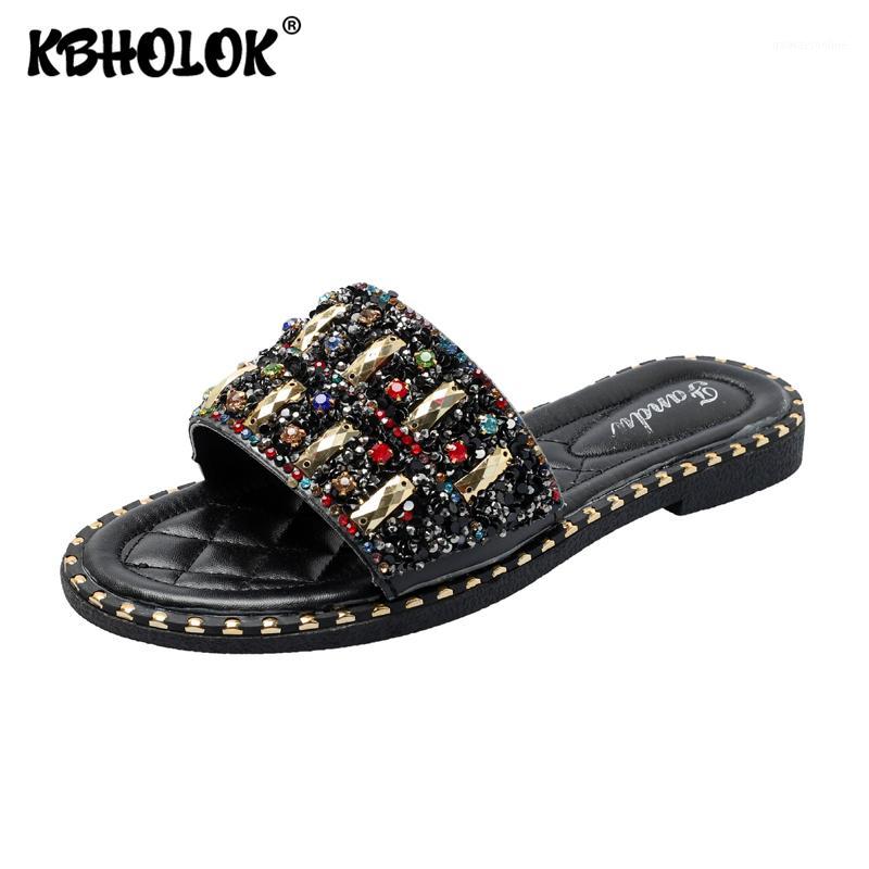 

Plus Size Rhinestone Sequins Women Slippers 2020 Summer New Flat Slipper Shoes Woman Zapatos De Mujer Womens Flip Flop1, White