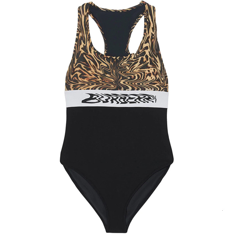 

One piece women's leopard swimsuit, White;black