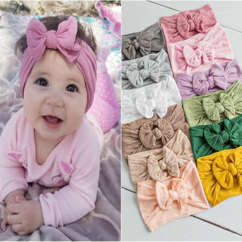

Newborn Knot Bows Head Turban Sweet Baby Girls Headbands Kids Top Bow Hairband Soft Cotton Nylon Head Bands Toddler Bow HeadWear1, Random
