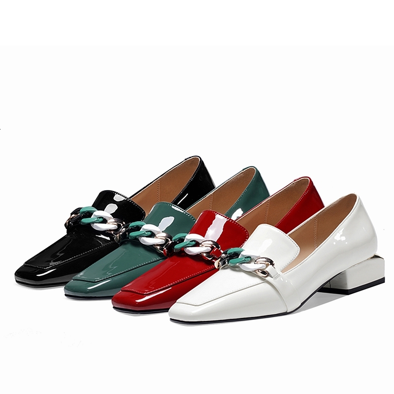 

2021 Women Natural Plus Size 22-26cm 1st Layer Cow Shoes Women's Pumps Current Heels Decoration 4 Colours W2QC, Green.
