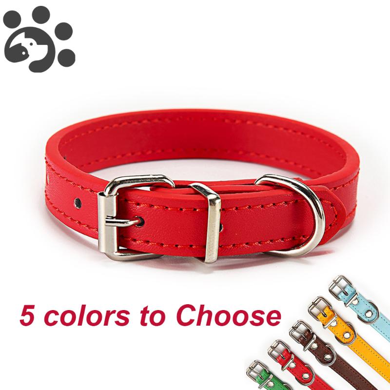 

Leather Dog Collar for Small Large Dogs Cat Necklace Puppy Leash Solid Adjustable Dogs Collars for Pet Dog Accessories MP0056