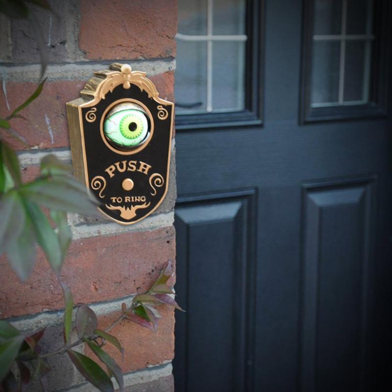 

Halloween Doorbell Eyes Open N' Light Up Pushed Creepy Eyeball Moveable Door Bell Fun One-eyed Ghost Treat Trick Idea Decoration