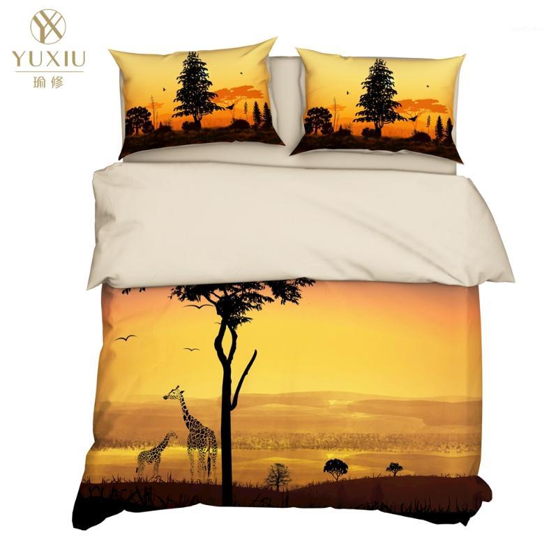 

YuXiu 3D Printing Animal Giraffe Tree Duvet Covers Black Bedding Set Bed Linen Cover Pillowcases King Queen Full  Double1, Style 2