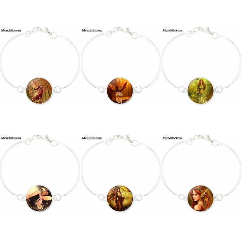 

EJ Glaze Autumn Fairy For Unisex Statement Handmade Silver Color Glass Bracelet Bangle Lovely Jewelry