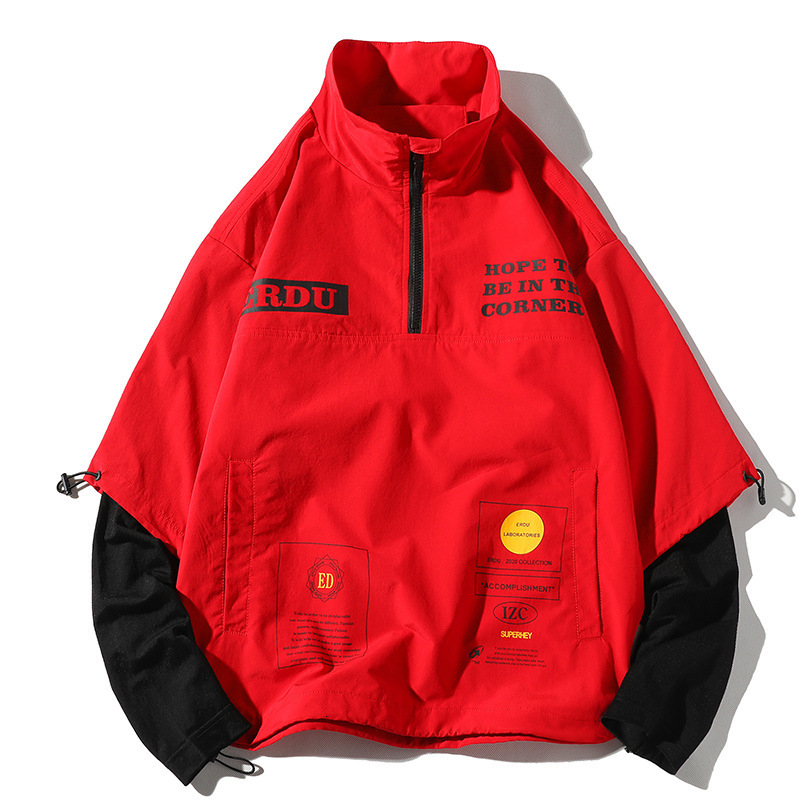 

2021 New Hip Hop Couple Brand Spring Autumn Pullover Jacket Men Casual Windbreaker Streetwear Harajuku Hoodie Jakcets M-4xl Lkh7, Red