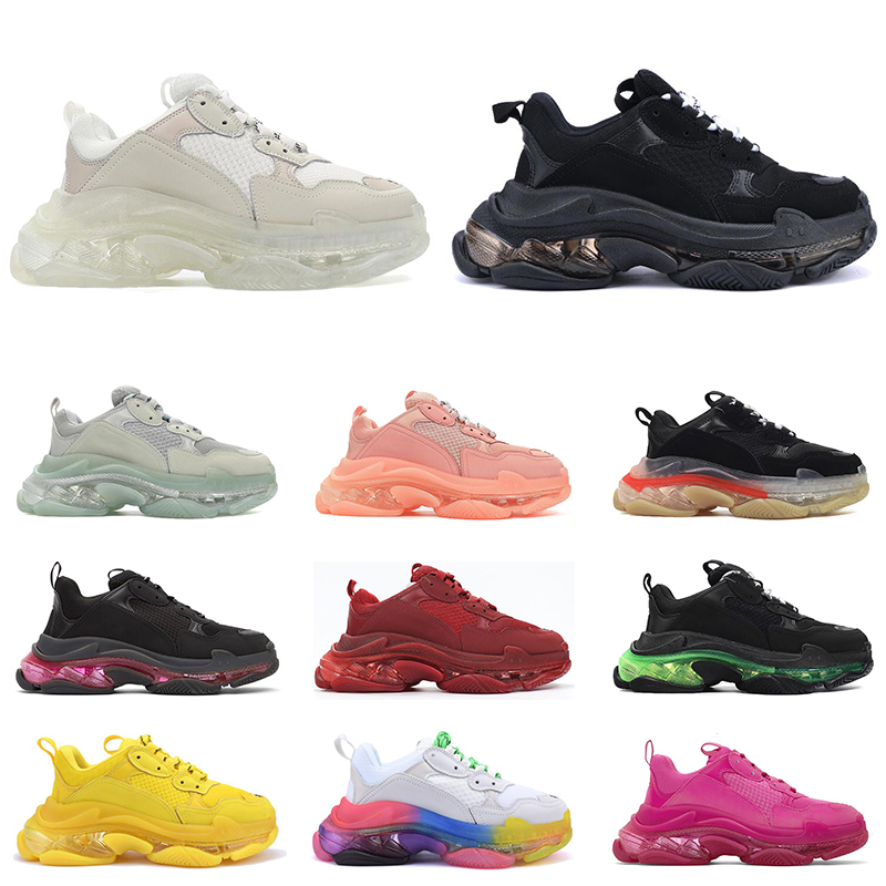 

Triple s clear sole men women platform shoes fashion Paris sneakers black white Neon green red mens trainers casual jogging walking, #11