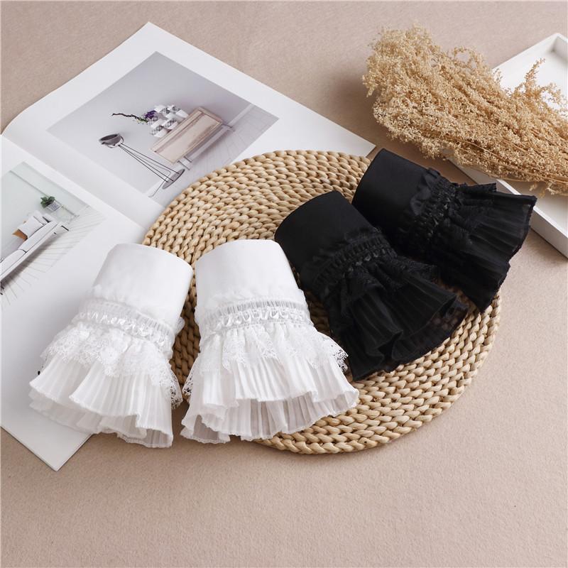 

Detachable Sleeve Fake Cuffs for Women Shirt Multi Layer Ruffles Solid Color False Cuffs Wristband Decorative Clothing Accessory