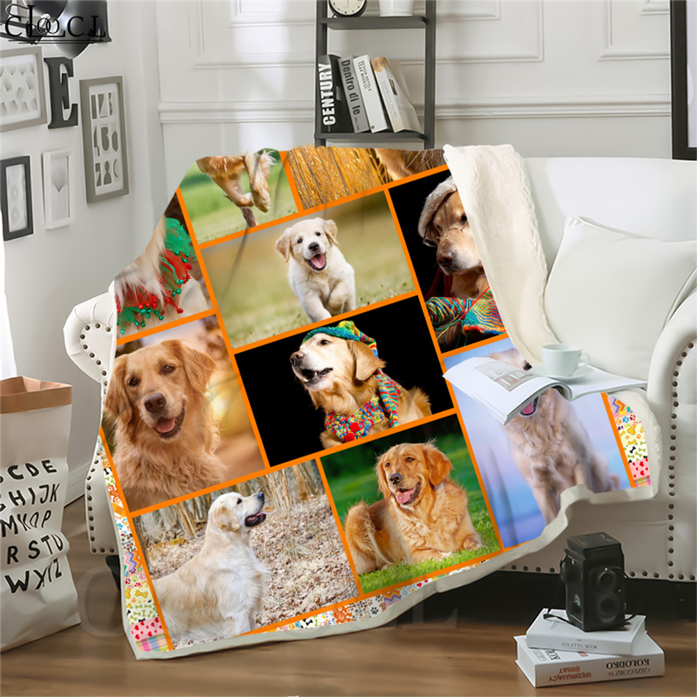 

CLOOCL New Animal Golden Retriever Dog 3D Print Harajuku Air Conditioning Blanket Sofa Teens Bedding Throw Blankets Plush Quilt
