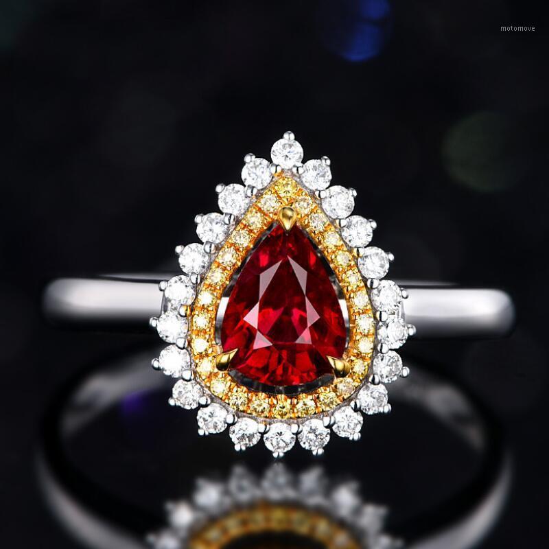 

Luxury 925 Sterling Silver Water Drop Red Cubic Zircon Stone Elegant Bridal Ring Anniversary Wedding Ring for Women New Trendy1