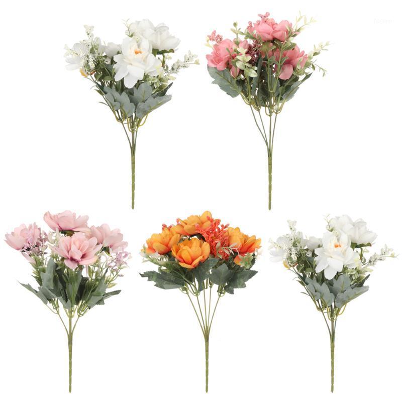 

1 Bouquet Artificial Silk Freesia Flowers Fake Bouquet Table Home Wedding Party festivals Decor Great for cafe store bookstore1, Orange