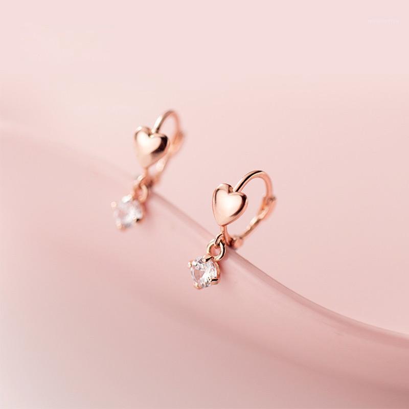 

925 Sterling Silver Hanging Small Hoop Earrings for women Heart Earrings Cubic Zirconia Silver 925 Jewelry Girl Gift Wholesale1