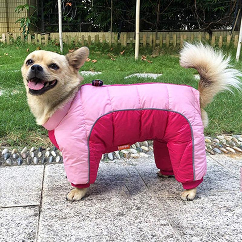 

Pet Dog Clothes Winter Warm Padded Thicker Reflective Cotton Coat Waterproof for Small Medium Dogs Four Feet Clothing HU, Orange yellow