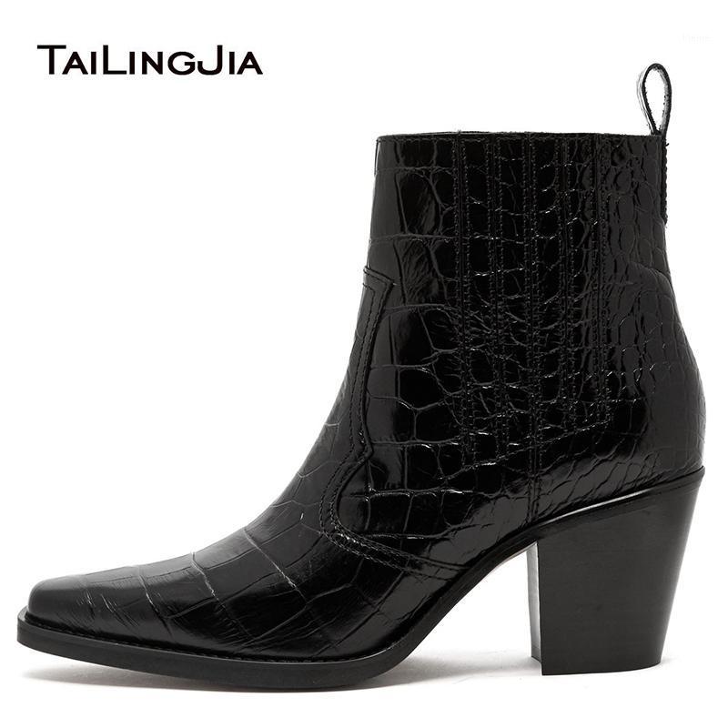 

Black Texas Boots Block Heel Cowboy Boots For Women 2020 Western Woman Brown Ankle Booties Ladies Square Toe Short Boot Shoes1, White