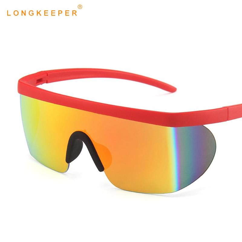 

LongKeeper Fashion Oversized Shield Sunglasses Women Brand Design Big One Piece Sun Glasses Men Punk Eyeware Mirror Shades UV400