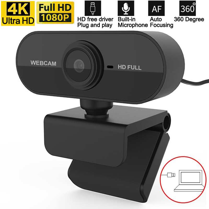 

Webcam Mini Camera HD 4K Full 1080P Microfoon Desktop Laptop Computer PC Webcamera with Microphone Web Voice Video Call Meeting Work Cam