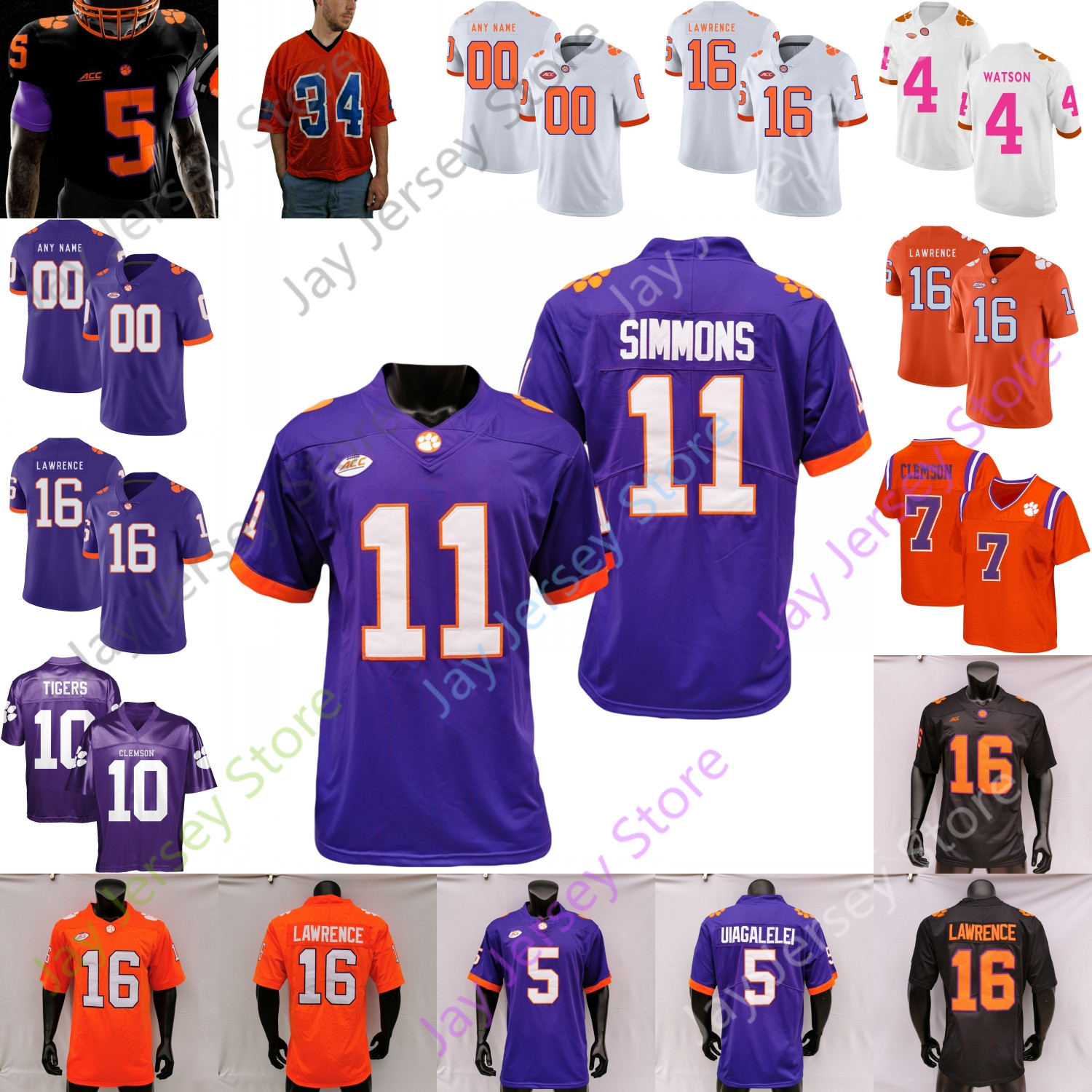

Clemson Football Jersey NCAA College Shaq Lawson DeAndre Hopkins C.J. Spiller Perry Fuller Cunningham Uiagalelei Murphy Rencher Galloway, Beige