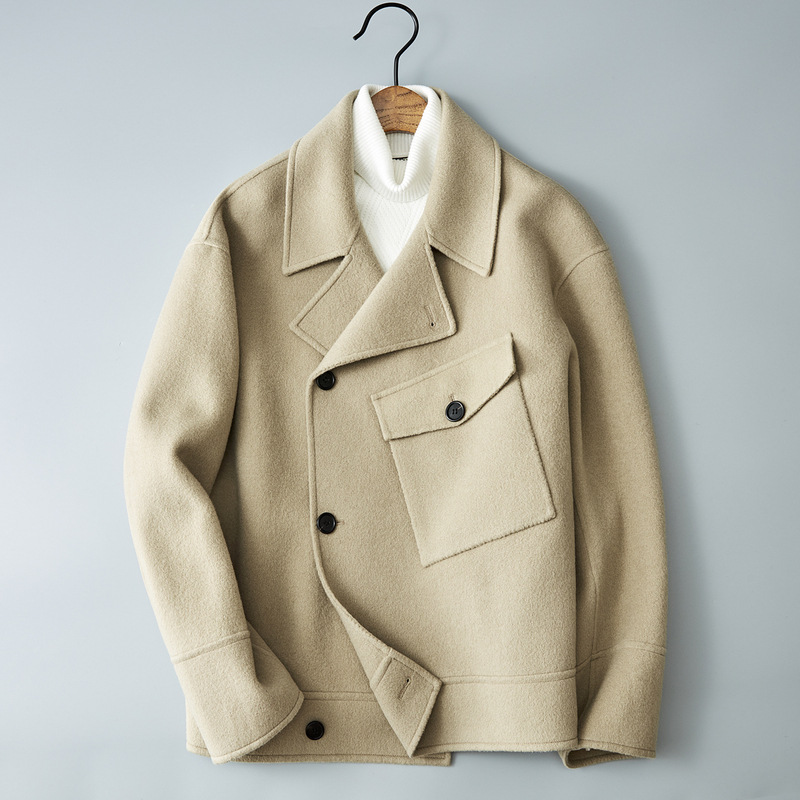 

Khaki winter Men's fashion designer jacket Blazer lapel jacket gentleman jacket Fashion coat