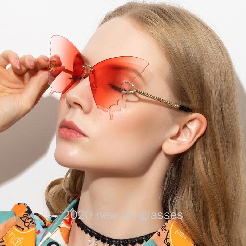 

Sunglasses Vintage Rhinestone Oversize Women Mirror Pink Butterfly Sun Glasses Men Exaggerated Personality Diamond Goggle NX