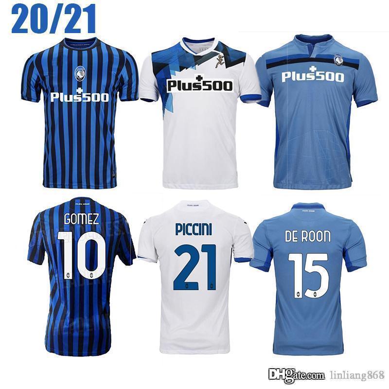 

Top 2020 2021 Atalanta soccer jerseys #10 GOMEZ #72 ILICIC 20 21 Men soccer shirts home blue away white Customized Football Uniforms, Black