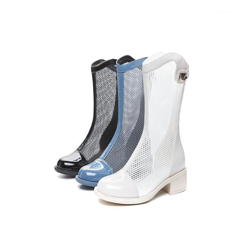 

Women Mesh Boots Fashion Flat Transparent zipper Boots Breathable Solid ColorMiddle Bootsies Botas Feminina Zapatillas mujer1, Beige