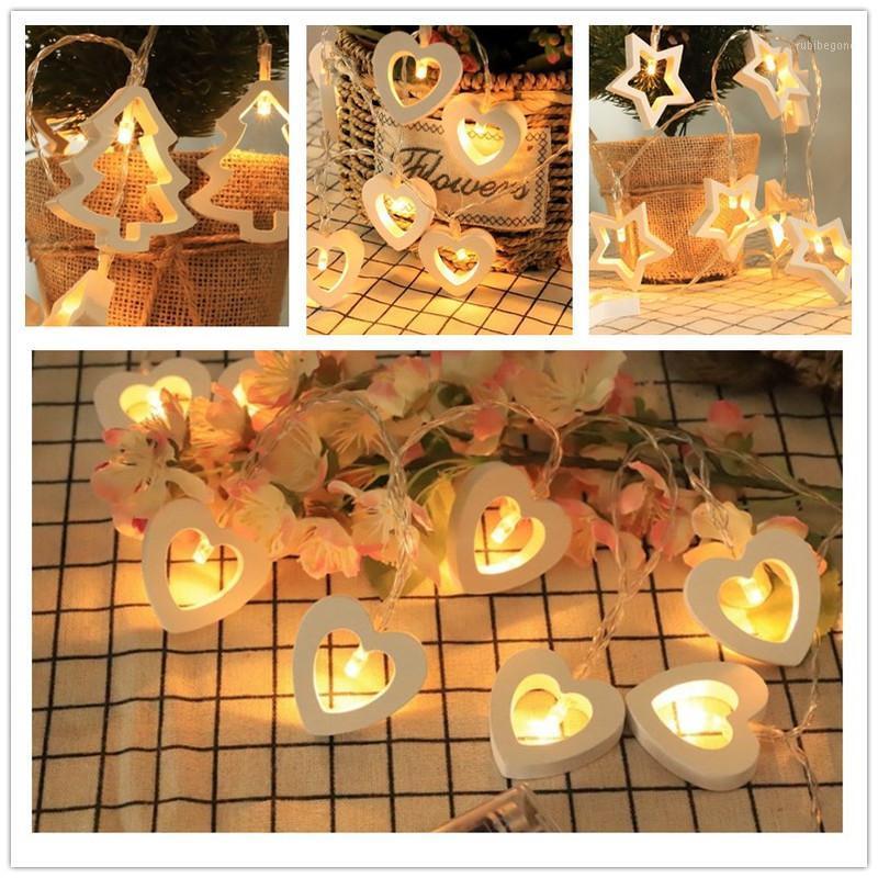 

Christmas Tree Decorations Wooden Star Love Fairy Lights Garland Ornaments Christmas Decorations for Home New Year Decoration1