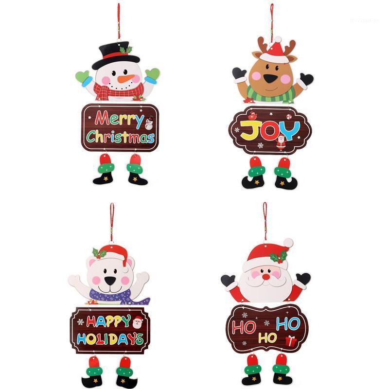

Christmas Door Hanging Decoration Paper Santa Snowman Elk Bear Design Paper Hanging Pendant For Door Window1