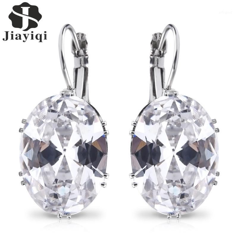 

Dangle & Chandelier Jiayiqi Arrival Top Quality Korean Style Cubic Zirconia Silver Color Fashion Earrings Jewelry For Women Party Christmas