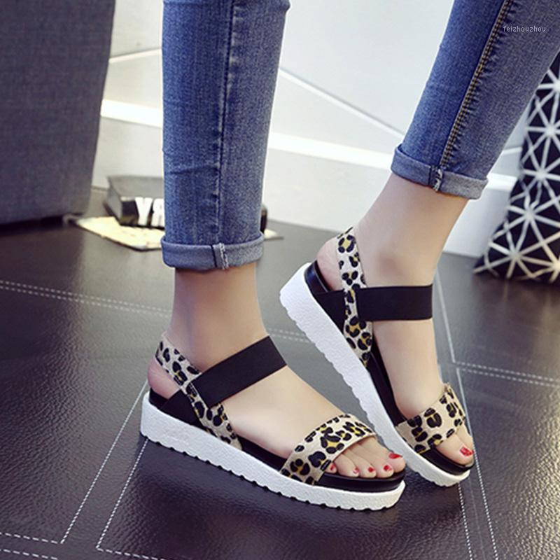

Ladies Sandals Leopard Women's Elastic Band Female 2020 Slip On Flat Mixed Colors Summer Comfortable Footwear Woman Shoes1, White